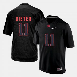 Men's Gehrig Dieter Black Alabama Crimson Tide #11 Silhouette College Game Jersey 741452-658