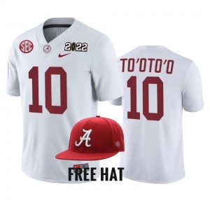 Men's Henry To'oTo'o White Alabama Crimson Tide #10 College Football 2021 Cotton Bowl Champions CFP Jersey 640006-779