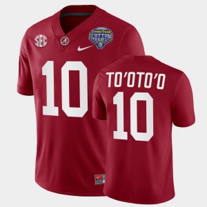 Men's Henry To'oTo'o Crimson Alabama Crimson Tide #10 2021 Cotton Bowl College Football Playoff Jersey 113133-596