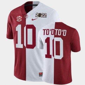 Men's Henry To'oTo'o Crimson White Alabama Crimson Tide #10 College Football 2022 National Championship Split Edition Jersey 190903-250