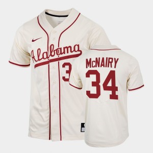 Men's Jacob McNairy Natural Alabama Crimson Tide #34 College Baseball 2022 Replica Jersey 346543-320