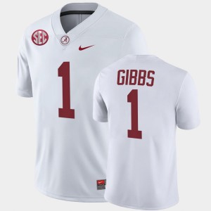 Men's Jahmyr Gibbs White Alabama Crimson Tide #1 College Football High School Jerseys 486373-850