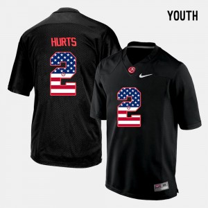 Youth Jalen Hurts Black Alabama Crimson Tide #2 US Flag Fashion Limited Jerseys 787757-785