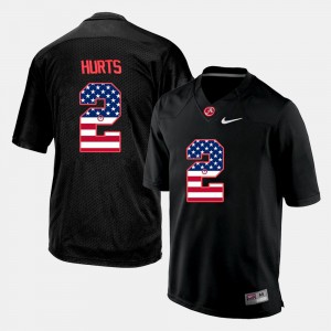 Men's Jalen Hurts Black Alabama Crimson Tide #2 US Flag Fashion NCAA Jersey 382995-881