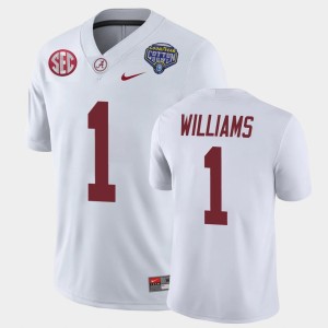 Men's Jameson Williams White Alabama Crimson Tide #1 2021 Cotton Bowl Game Jerseys 714161-453