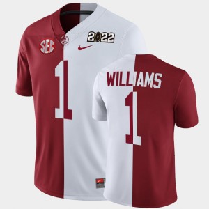 Men's Jameson Williams Crimson White Alabama Crimson Tide #1 College Football 2022 National Championship Split Edition Jerseys 364538-445