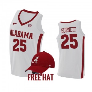 Men's Nimari Burnett White Alabama Crimson Tide #25 College Basketball Free Hat Jersey 883919-264