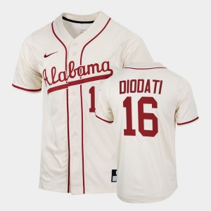 Men's Owen Diodati Natural Alabama Crimson Tide #16 College Baseball 2022 Replica Jerseys 188045-788