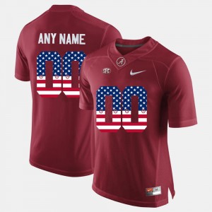 Men's Custom Crimson Alabama Crimson Tide #00 US Flag Fashion Limited Jerseys 595358-292