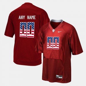 Men's Custom Red Alabama Crimson Tide #00 US Flag Fashion Player Jersey 690083-320