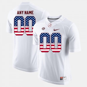 Men's Custom White Alabama Crimson Tide #00 US Flag Fashion Alumni Jerseys 438066-489