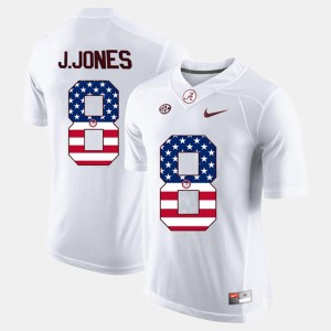 Men's Julio Jones White Alabama Crimson Tide #8 US Flag Fashion Replica Jerseys 211753-450