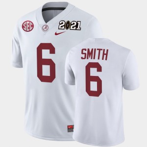 Men's DeVonta Smith White Alabama Crimson Tide #6 2021 National Championship Playoff Game Jersey 299583-298