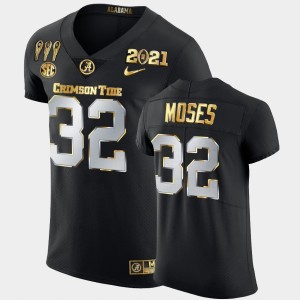 Men's Dylan Moses Black Alabama Crimson Tide #32 3X CFP National Championship Golden Limited Jersey 480078-978