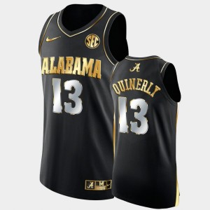 Men's Jahvon Quinerly Black Alabama Crimson Tide #13 College Basketball Golden Authentic Jerseys 364412-209
