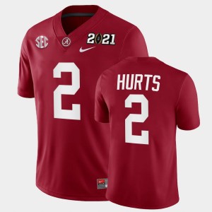 Men's Jalen Hurts Crimson Alabama Crimson Tide #2 2021 National Championship Playoff Game Jerseys 821697-582