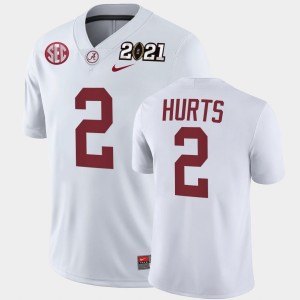 Men's Jalen Hurts White Alabama Crimson Tide #2 2021 National Championship Playoff Game Jerseys 704894-865