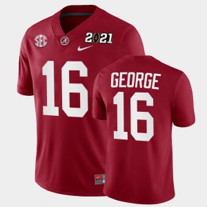 Men's Jayden George Crimson Alabama Crimson Tide #16 2021 National Championship Playoff Game Jersey 950254-328