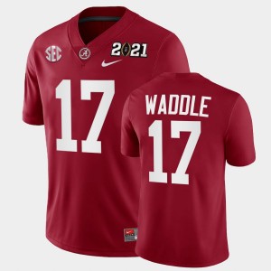 Men's Jaylen Waddle Crimson Alabama Crimson Tide #17 2021 National Championship Playoff Game Jersey 132960-880