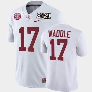 Men's Jaylen Waddle White Alabama Crimson Tide #17 2021 National Championship Playoff Game Jersey 956952-320
