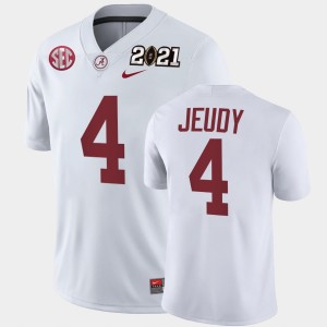 Men's Jerry Jeudy White Alabama Crimson Tide #4 2021 National Championship Playoff Game Jerseys 751358-999