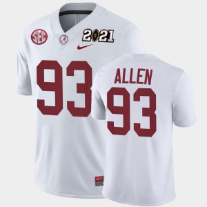 Men's Jonathan Allen White Alabama Crimson Tide #93 2021 National Championship Playoff Game Jersey 746692-970