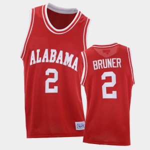 Men's Jordan Bruner Red Alabama Crimson Tide #2 Throwback 2021 College Basketball Jerseys 217057-556
