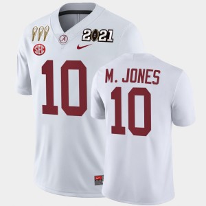Men's Mac Jones White Alabama Crimson Tide #10 3X CFP National Championship Winner Jersey 466412-698