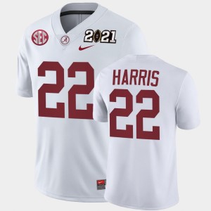 Men's Najee Harris White Alabama Crimson Tide #22 2021 National Championship Playoff Game Jersey 885212-962