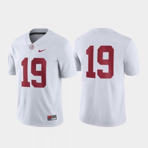 Men's White Alabama Crimson Tide #19 Game Jersey 125359-111