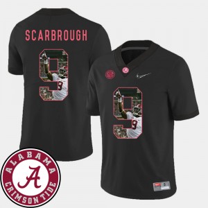 Men's Bo Scarbrough Black Alabama Crimson Tide #9 Pictorial Fashion Football Jerseys 147160-727