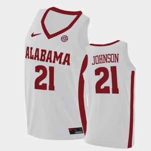 Men's Britton Johnson White Alabama Crimson Tide #21 College Basketball 2021 Swingman Jerseys 710238-300