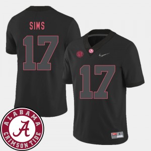 Men's Cam Sims Black Alabama Crimson Tide #17 College Football 2018 SEC Patch Jerseys 771357-975