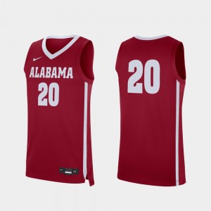 Men's Crimson Alabama Crimson Tide #20 Replica College Basketball Jersey 952726-177