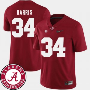 Men's Damien Harris Crimson Alabama Crimson Tide #34 College Football 2018 SEC Patch Jersey 989193-446