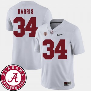 Men's Damien Harris White Alabama Crimson Tide #34 College Football 2018 SEC Patch Jersey 711673-554