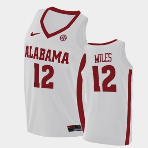 Men's Darius Miles White Alabama Crimson Tide #12 College Basketball 2021 Swingman Jerseys 489423-276