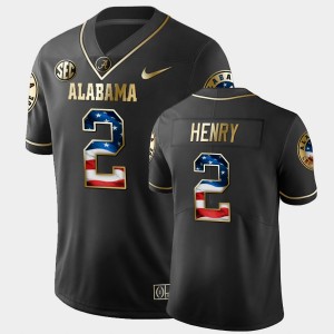 Men's Derrick Henry Black Alabama Crimson Tide #2 Golden Edition Stars and Stripes Jerseys 521373-356