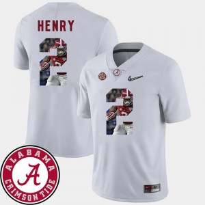 Men's Derrick Henry White Alabama Crimson Tide #2 Pictorial Fashion Football Jerseys 738427-933