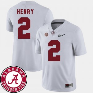 Men's Derrick Henry White Alabama Crimson Tide #2 College Football 2018 SEC Patch Jerseys 280026-699