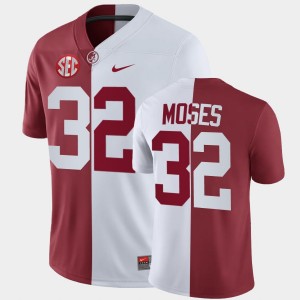 Men's Dylan Moses White Crimson Alabama Crimson Tide #32 Split Limited Jersey 504015-376