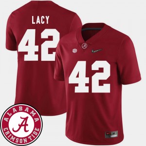 Men's Eddie Lacy Crimson Alabama Crimson Tide #42 College Football 2018 SEC Patch Jersey 402876-995