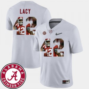 Men's Eddie Lacy White Alabama Crimson Tide #42 Pictorial Fashion Football Jersey 927060-275