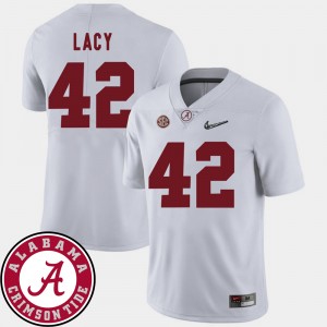 Men's Eddie Lacy White Alabama Crimson Tide #42 College Football 2018 SEC Patch Jerseys 128159-650