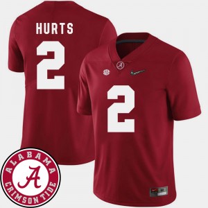 Men's Jalen Hurts Crimson Alabama Crimson Tide #2 College Football 2018 SEC Patch Jersey 621944-878