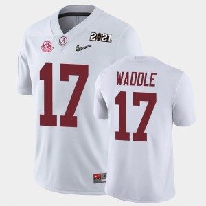 Men's Jaylen Waddle White Alabama Crimson Tide #17 2021 National Championship High School Jerseys 961347-900