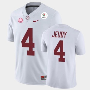 Men's Jerry Jeudy White Alabama Crimson Tide #4 2021 Rose Bowl Champions Jersey 492941-690
