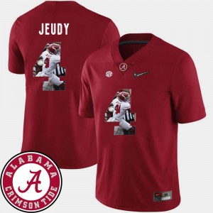 Men's Jerry Jeudy Crimson Alabama Crimson Tide #4 Pictorial Fashion Football Jerseys 240194-653