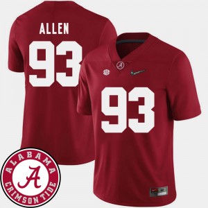 Men's Jonathan Allen Crimson Alabama Crimson Tide #93 College Football 2018 SEC Patch Jerseys 988383-342