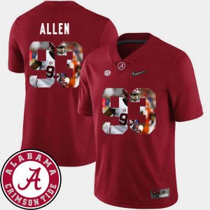 Men's Jonathan Allen Crimson Alabama Crimson Tide #93 Pictorial Fashion Football Jerseys 241659-260